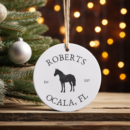 Custom Horse Farm Ranch Ceramic Ornament
