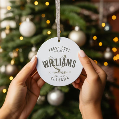 Custom Egg Farm Ceramic Ornament
