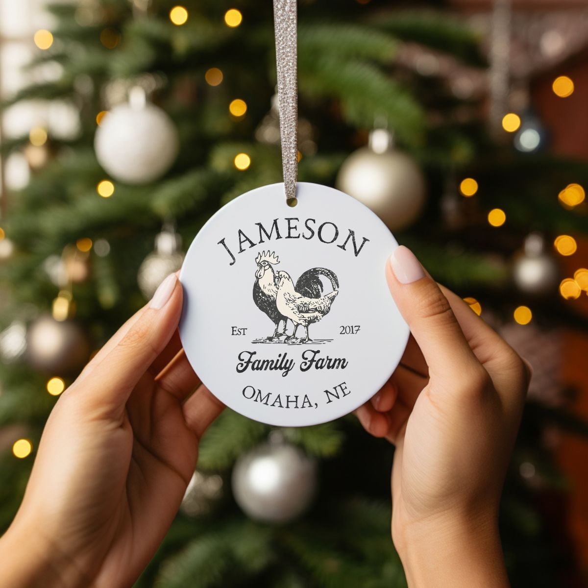 Custom Farm Ceramic Chicken Ornament