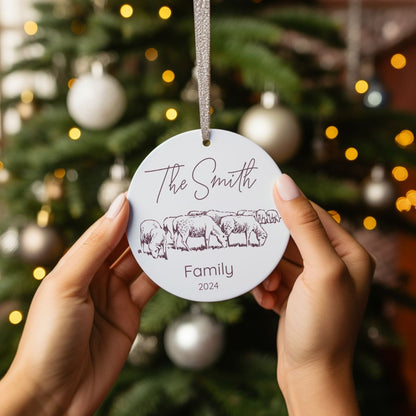 Custom Sheep Farm Ceramic Ornament