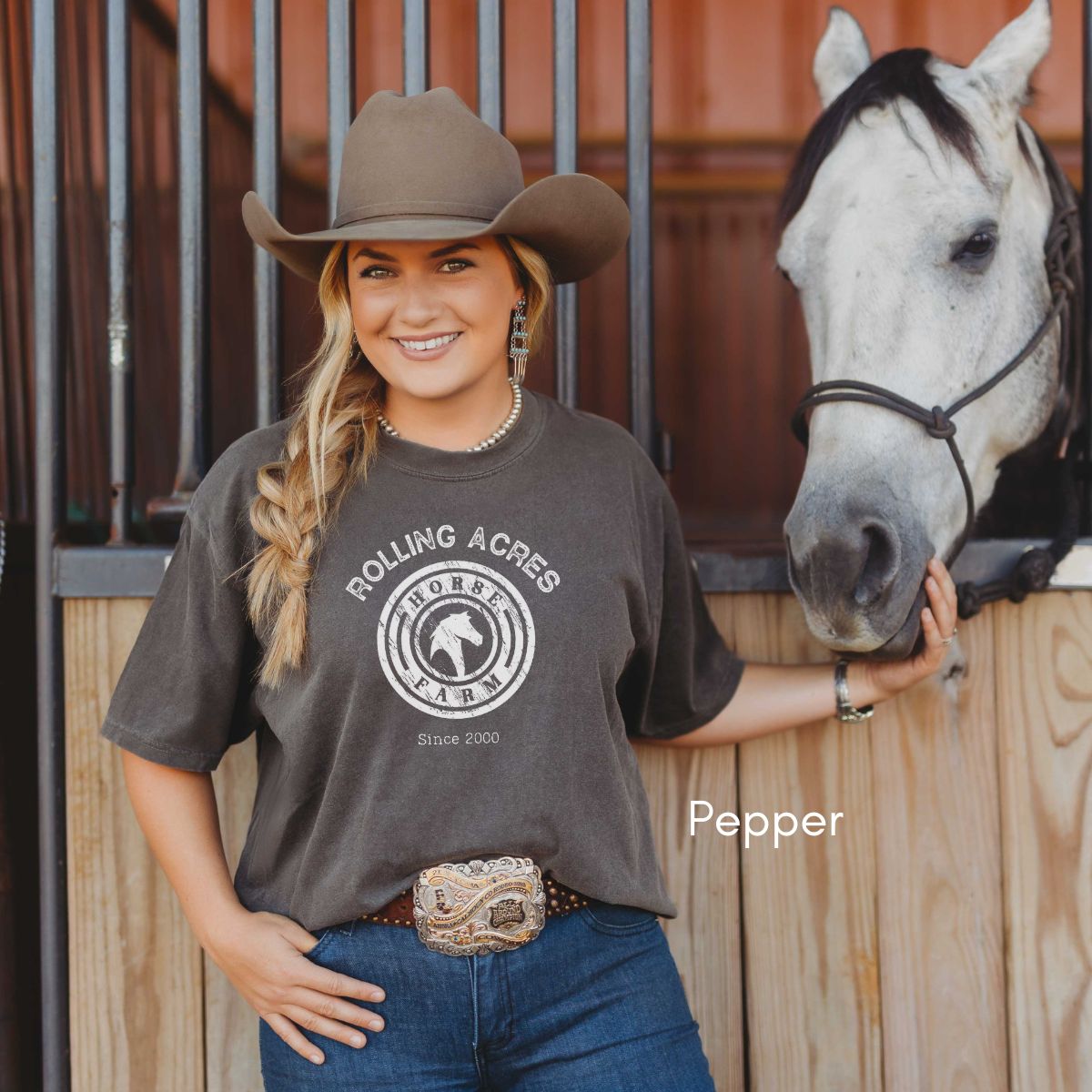 Custom Horse Farm Midweight Vintage Style T-shirt