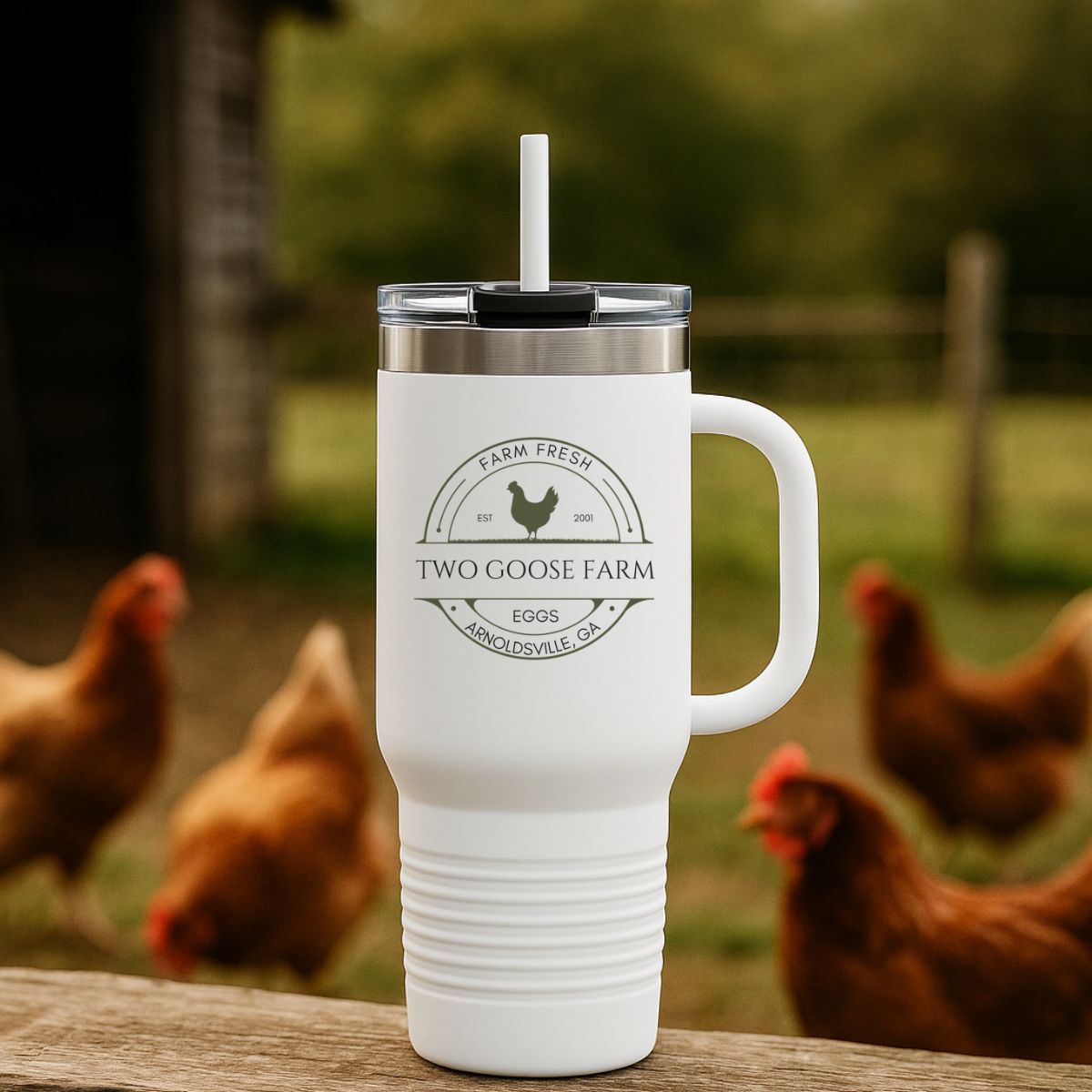 Custom Local Egg Farm Personalized Insulated Travel Mug, 40oz