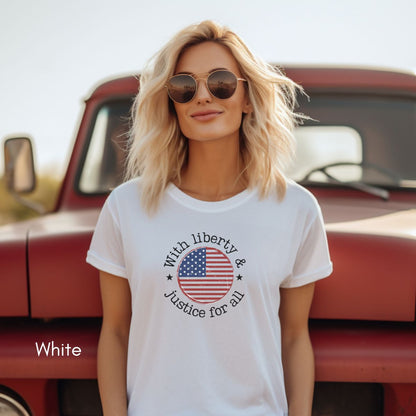 With Liberty & Justice for All Pledge of Allegiance Unisex Jersey T-shirt