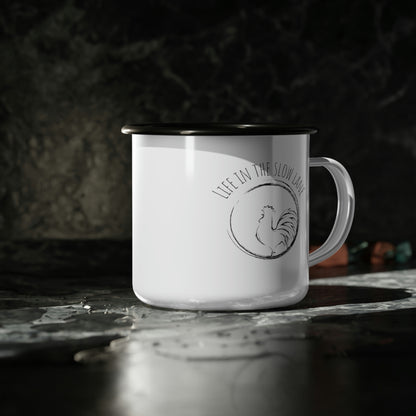Life in the slow lane Rooster Enamel Camp Cup