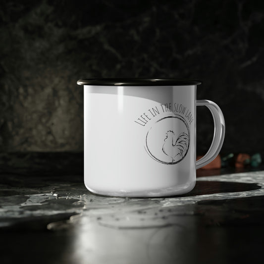 Life in the slow lane Rooster Enamel Camp Cup